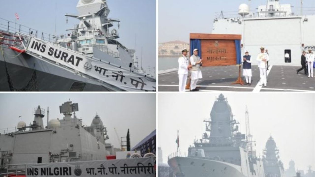 नरेंद्र मोदी यांच्या हस्ते युद्धनौकांचे लोकार्पण